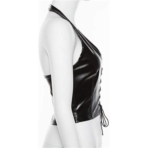 Women's Adjustable Spaghetti Straps PU Leather Bustier Crop Tube Top BDSM PARTY - Picture 6 of 6